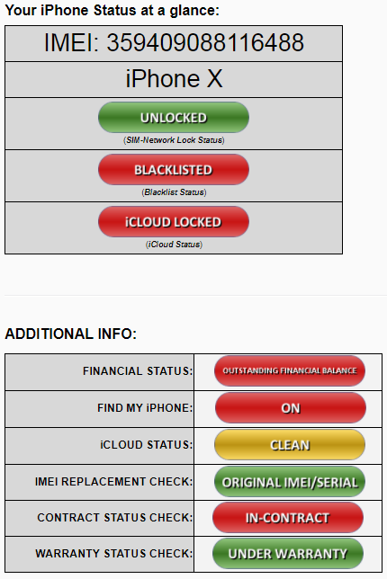 Blacklist IMEI Check user friendly report 1