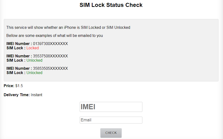 iPhone IMEI Info SIM Lock Check