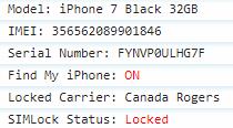 Rogers Canada Full IMEI Check for SIM Lock