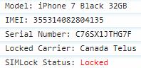 Telus Canada Full IMEI Check SIM Lock Status